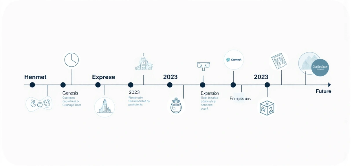 A timeline graphic showing Claronest's growth with key milestones and achievements.